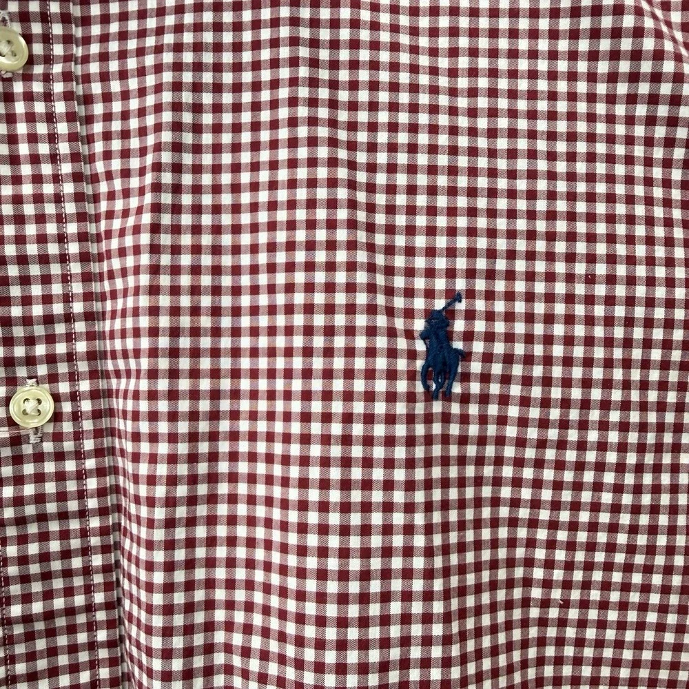 Polo Ralph Lauren Dark Red Gingham Cotton Button‎ Down Shirt XL
